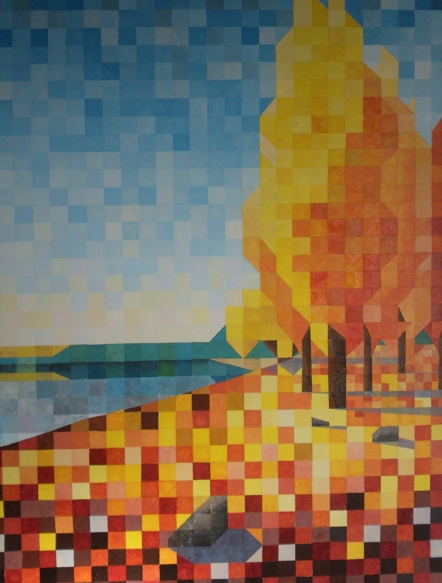 lake wanaka autumn abstract painting