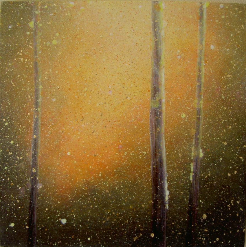 acrylic and gold leaf painting